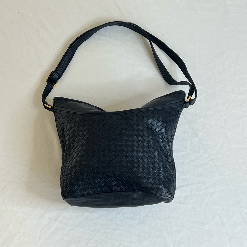 Chic Black Woven Shoulder Bag